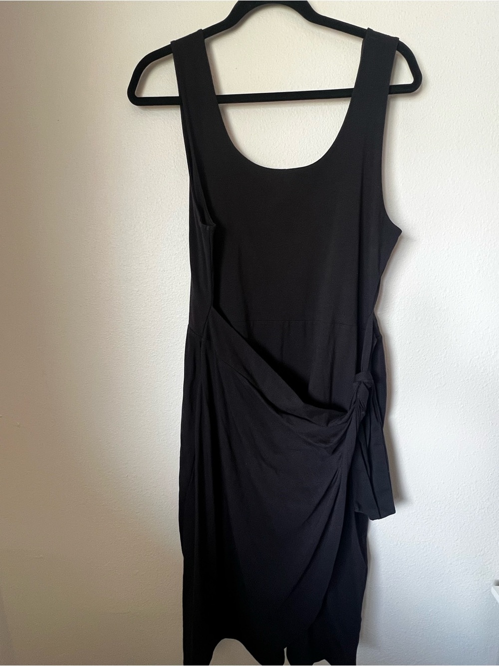 Pact Black Sleeveless Wrap Dress XL Organic Cotton Tie Waist Midi